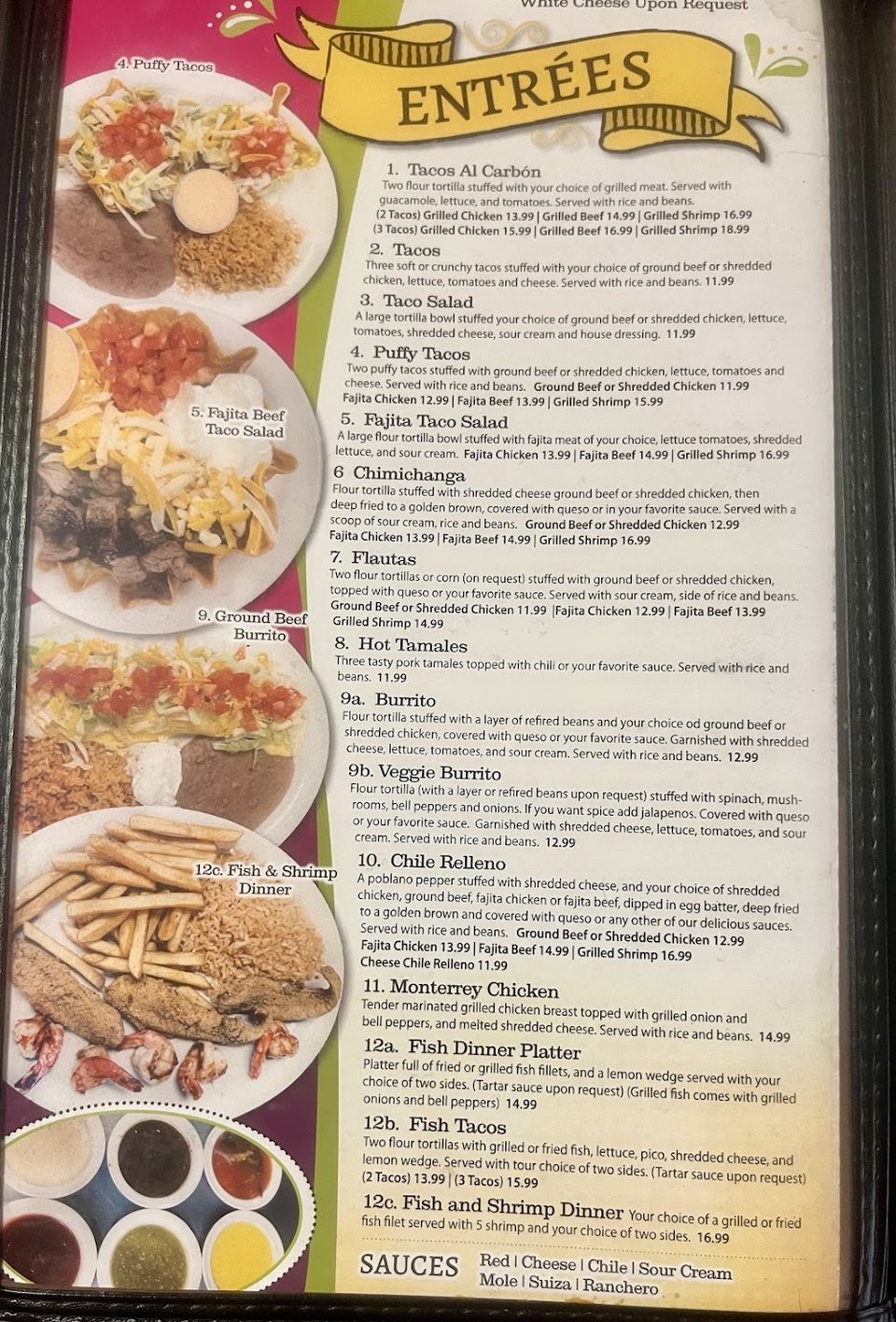 Menu page showing appetizers and kids choices.